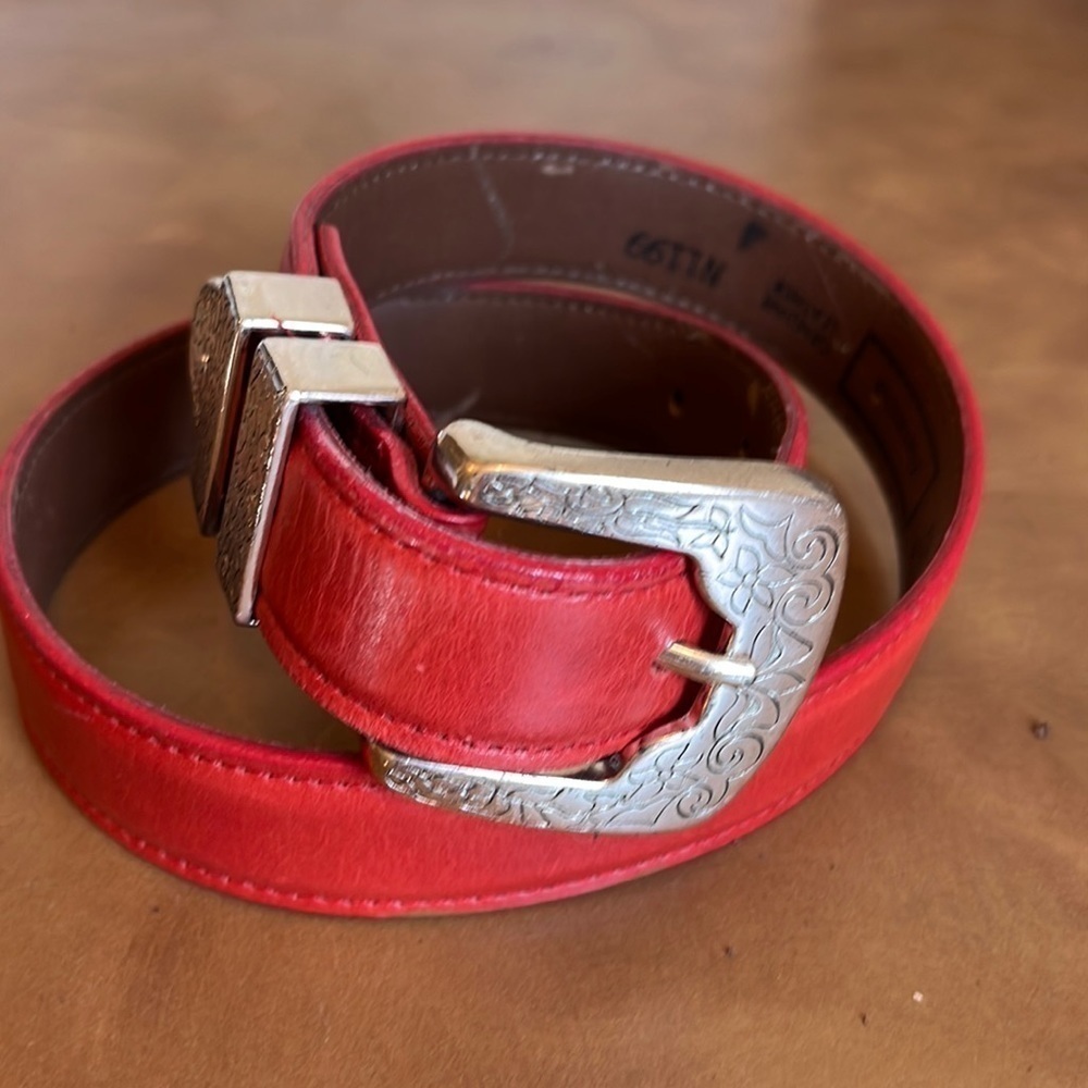 Navasota Red Leather Belt Women’s size small